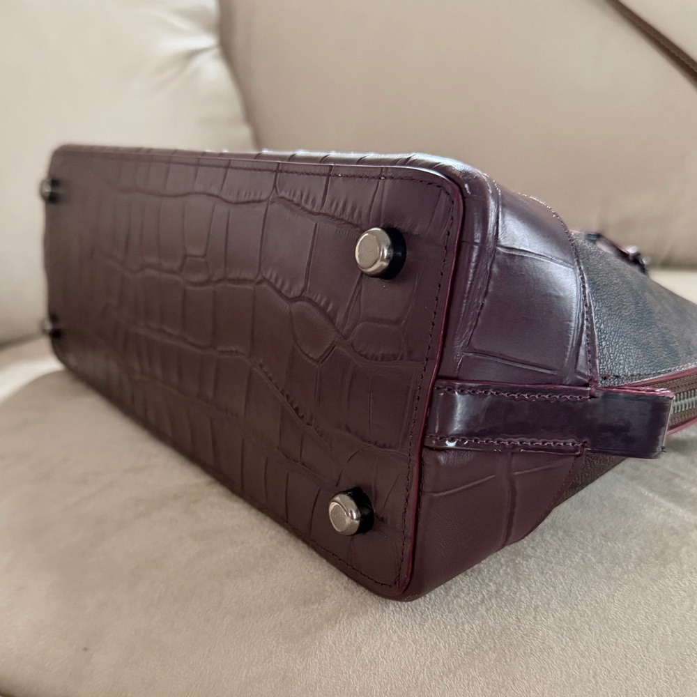 Coach Satchel in Brown and Burgundy with Snakeskin Accents - Picture 11 of 12